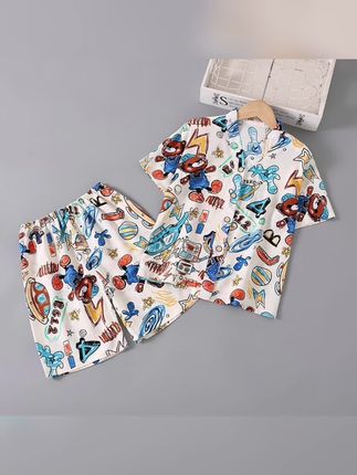 夏季男童女童儿童薄款棉绸睡衣短袖家居服套装女孩宝宝空调服 #夏季睡衣家居服 #宝宝空调服 #儿童睡衣家居服 #睡衣儿童 #家居服儿童睡衣