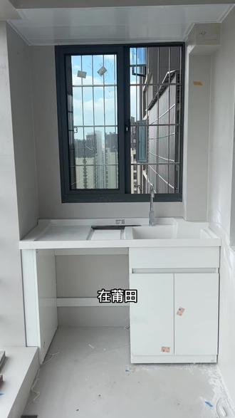 阳台有个切角,可以定制洗衣池#阳台改造 #阳台设计 #洗衣池#莆田装修#浴室柜