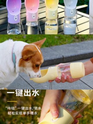 出门遛狗必备宠物水杯,能装水又能装粮,真的太方便了!