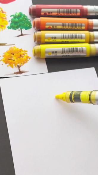 一看就会的秋天大树,一起来画吧#绘画教程 #零基础学画画 #一学就会 #大树手绘 #画画