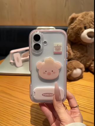 哇呜~好阔爱的手机壳小狗跟小猪🐽支架打开还是化妆镜耶~#仙女必备 #支架手机壳防摔保护套