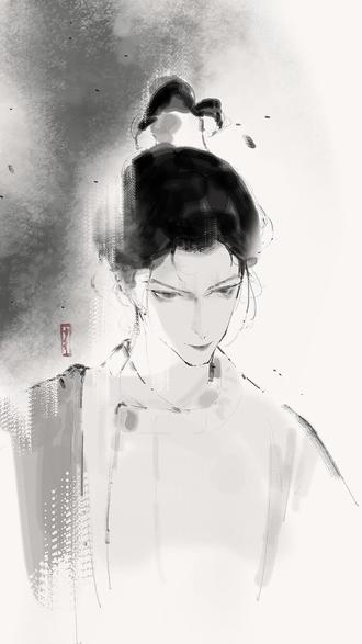 10分钟如何画水墨头像#古风速写 #水墨头像