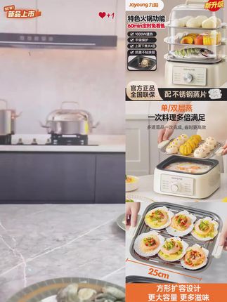 Joyoung/九阳家用电蒸锅电蒸箱全自动多功能四层大容量蒸笼透明