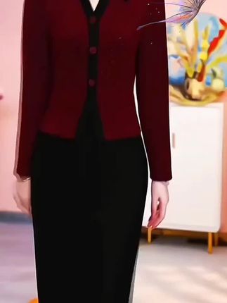 【衣雅严选】8085-989秋冬新品锦棉混纺银丝线拼接假两件连衣裙#冬季最潮流女装穿搭#高档大气上档次#假两件连衣裙#爆款热卖中