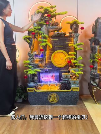 假山流水摆件#家居摆件