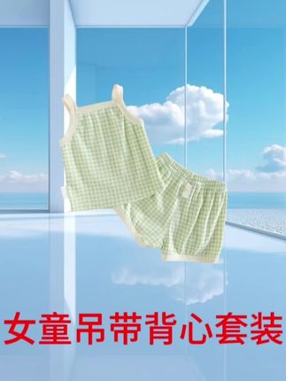 【Ms.Puala薄荷绿】童装婴幼童套装夏季女宝无袖格子上衣短裤两件套#夏季穿搭 #婴幼儿服饰 #每日童装穿搭分享 #透气舒适