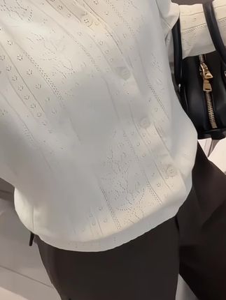 重工复古提花镂空短袖针织衫2025早秋女简约休闲纯色毛衣H8-68#针织衫 #针织衫 #针织衫