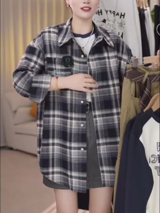 【热推爆款】女童格子衬衫外套新款春秋季洋气时髦衬衫儿童春秋装长#只做高品质 #无限回购的宝藏单品