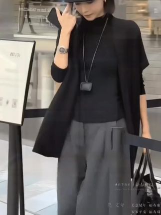 减龄遮肉套装女2025秋装长袖打底衫毛衣针织衫松弛感休闲裤三件套#初秋一周不重样穿搭 #减龄遮肉穿搭 #毛衣针织#松弛感休闲裤 #初秋穿搭