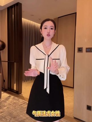 DALI PLUS“减龄必备” 黑白撞色海军领设计感衬衫-D5SS7214-1#御姐风穿搭 #穿出高级感 #女神穿搭 #气场全开 #气质范