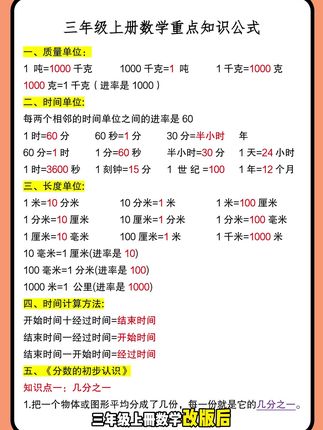 #三年级 数学改版后,需要孩子掌握的公式越来越多,家长可以给孩子准备一套#数学公式卡 可随身携带,方便孩子学习