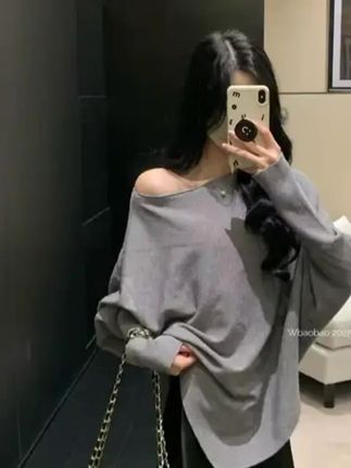宽松蝙蝠袖! #秋冬针织上衣 #宽松蝙蝠袖 #软糯慵懒风