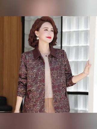 中年妈妈洋气上衣秋装外套2025新款中老年女夹克开衫春秋大码风衣#中年妈妈装 #洋气上衣女#夹克开衫#风衣外套