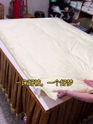 手工蚕丝被 把秋天的第一份温暖,藏进一床柔丝被里送给你。#床品家纺 #手工蚕丝被