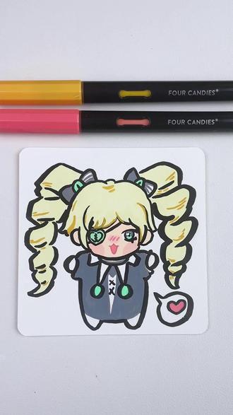 挑战100天成为绘画博主|哑女 #四颗糖丙烯马克笔 #丙烯马克笔 #画画 #蛋仔派对 #哑女