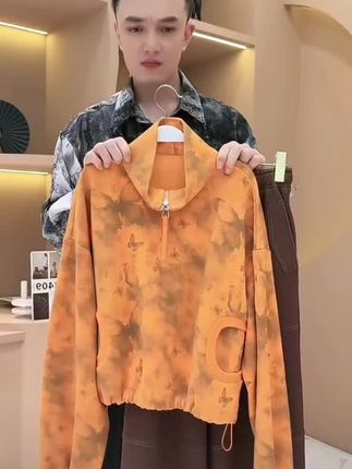 【韩哥女装】2025秋冬新品《果橙》爱玛橙蝴蝶水墨印染卫衣6185-K1@DOU+小助手