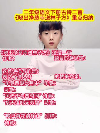 #二年级语文下册 《晓出净慈寺送林子方》重点归纳#重点归纳