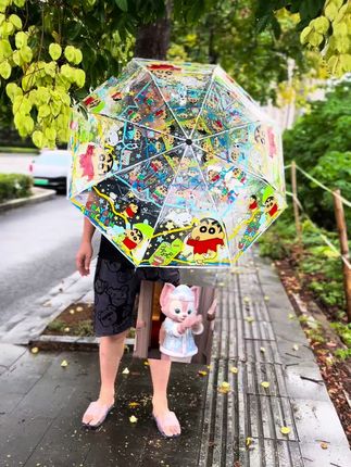 下雨天出门#透明雨伞#蜡笔小新