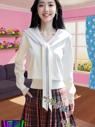 早秋穿搭#秋季穿搭#高级感穿搭#哥弟阿玛施正品#时尚海军领长袖羊毛衫#新款早秋针织衫上衣谁穿谁好看