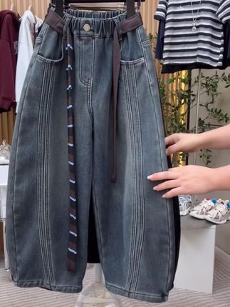 童装2025冬季新款洋气男女童百搭一体绒牛仔裤儿童弯刀裤潮#强烈推荐 #百搭神裤 #牛仔裤 #潮流穿搭 #童装