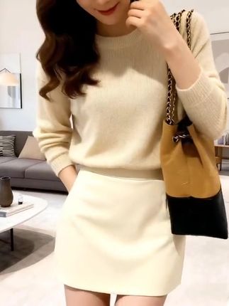 法式温柔慵懒松弛感气质针织衫半身裙套装女2025秋减龄一整套穿搭#古风娃娃钩织教程 #高跟鞋穿搭 #每日分享 #包包推荐