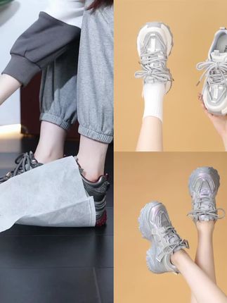 网面透气增高老爹鞋女鞋2025春季新款炫彩水钻厚底松糕运动休闲鞋#老爹鞋 #运动鞋 #休闲运动鞋 #休闲鞋 #透气老爹鞋