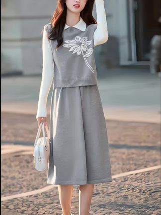 #韩系清冷风女装 休闲时尚针织马甲套装,这版型我太满意了! #休闲风 #简约穿搭 #通勤搭配 #梨形身材穿搭
