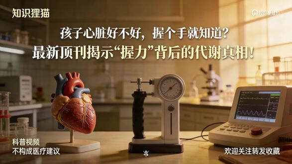 孩子心脏好不好,握个手就知道? 本期视频深度解读发表于权威期刊《Frontiers in Nutrition》的最新临床研究。该研究基于3,252 名中国儿童青少年(6-17岁)的实测数据,揭示了**“握力”与“心血管代谢风险”**之间的惊人联系:
1.单纯劲儿大没用:研究发现,绝对握力大并不代表健康。真正的黄金指标是“握力体重指数” (Grip-to-Weight Ratio) 。
2.预测之王:相比于BMI或单纯的肌肉量,握力/体重比能更精准地预测高血压、高甘油三酯和代谢综合征的风险。比值越低,代谢雷区越多!
3.肌肉的秘密:骨骼肌不只是动力来源,它更是人体最大的免疫调节器官。强壮的肌肉能分泌抗炎因子(Myokines),是孩子抵抗“隐性肥胖”的天然盾牌。
想知道你家孩子的握力是否达标?点击视频,三分钟教你读懂这份关乎未来的健康体检单! 👇
#医学科普 #FrontiersInNutrition #青少年健康 #心血管风险 #握力测试#科学育儿#循证医学