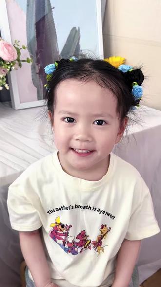 超甜美可爱花苞丸子头发型#简单好看的发型#六一发型 #丸子头教程 #丸子头的简单扎法 #日常出游发型