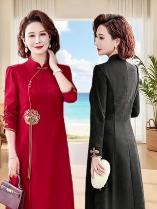 #喜婆婆喜妈妈 #婚庆礼服 #高贵优雅 #改良旗袍连衣裙 #婚礼妈妈礼服