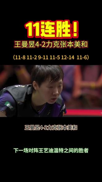 王曼昱赢了!晋级四强!#新加坡大满贯 #王曼昱 #张本美和