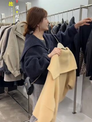 韩系高级感复古慵懒风大翻领拉链外套高腰宽松直筒休闲裤两件套潮#爱了爱了 #真漂亮 #完美 #穿搭