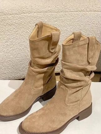 #鞋子 新款美拉德马丁靴女秋冬季中筒显瘦堆堆靴女粗跟短靴子#马丁靴 #堆堆靴 #鞋子 #短靴