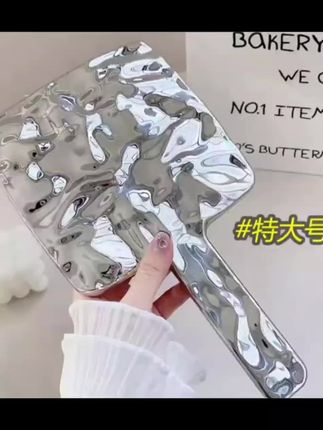 有点小高级~ins风银色镜子手柄镜子迷你手持便携手拿化妆镜水波纹 #化妆镜 #手持化妆镜子 #高清镜子 #仙女必备