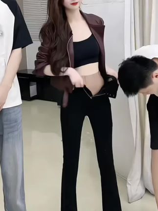 #微喇裤#小黑裤#显高显瘦显腿长 #春秋穿搭 #这么穿显瘦20斤