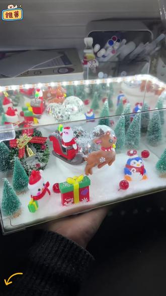 圣诞老人旋转魔方小夜灯手工DIY材料包圣诞微场景送女生情侣礼