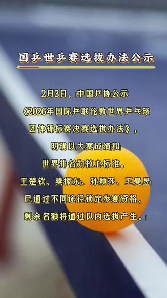 #资讯 国乒世乒赛选拔办法公示