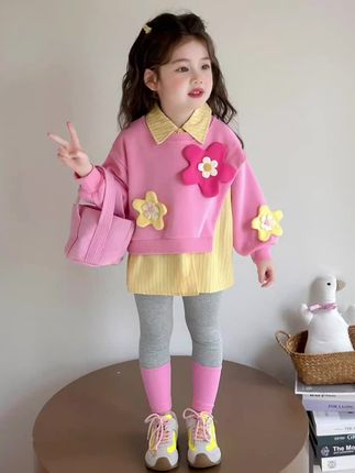 女童套装春秋假两件休闲秋装儿童卫衣#高品质童装 #生女儿就是用来打扮的