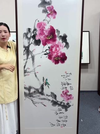 家居装饰新选择,这幅山水画让家更有意境! 中国美术学院毕业的老师来啦!现场创作一幅幅精美绝伦的作品!#文玩#文玩爱好者#书法#国画#手绘