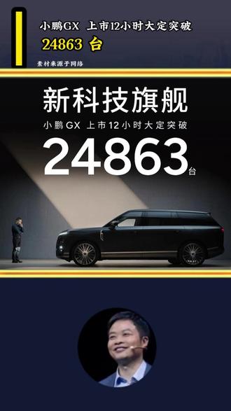 小鹏GX上市12小时大定突破 24863 台,对此你怎么看? 都说消费下行,但是我看电车的石头依然很猛#小鹏汽车 #小鹏GX