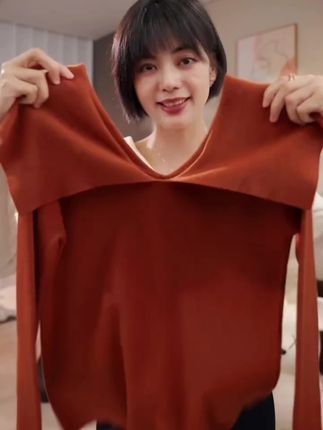 2025大翻领春季套头新款韩版时尚百搭显瘦洋气长袖上衣#女装#穿搭