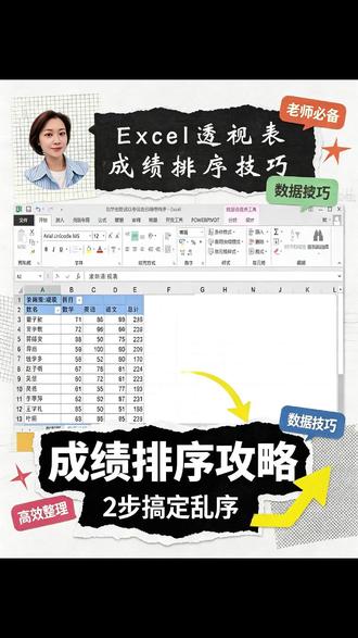 Excel透视表成绩排序技巧 #Excel技巧 #数据透视表 #办公技巧 #数据排序 #办公自动化