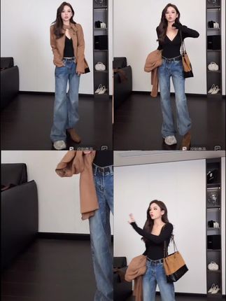 2025新款美式低腰季微喇牛仔裤早秋女百搭复古直筒长裤LK2505567#舒适穿搭 #牛仔裤 #牛仔裤穿搭 #韩式穿搭 #梨形身材穿搭