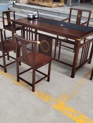 实木家具茶台茶几茶桌椅组合家用客厅阳台书房办公室休闲会所会客泡茶神器功夫茶具套装#4-6人茶台一体#工厂实拍视频 #源头好货 #茶 #茶桌茶台
