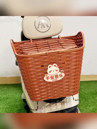 电动车后置储物筐可爱卡通摩托电瓶车后尾放东西置物神器防水挂篮 #电动车后置车筐 #记录生活  #日常生活