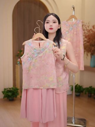 #国风古韵 #新中式穿搭 #亲子装母女装 #女童夏季套装 #夏天该有的样子