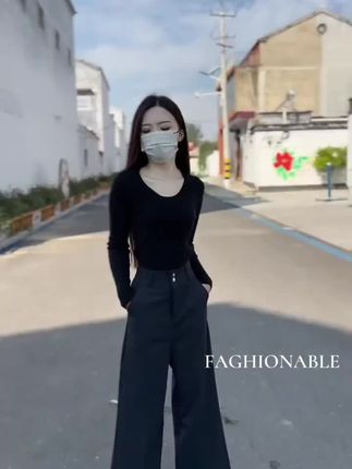2025新款时尚修身长袖上衣设计感网红气质宽松高腰休闲九分裤套装#时尚套装 #修身长袖上衣 #休闲九分裤