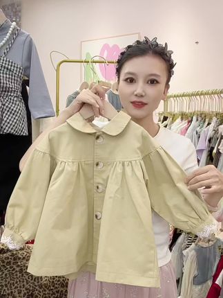 纯棉风衣外套来啦! #骗你生女儿 #儿童外套 #秋款上新 #琥珀流光风 #在抖音入手的好东西