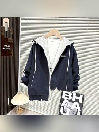 【两面穿】青少年童装男童秋装外套大童春秋痞帅炸街男孩冲锋衣服潮#男外套推荐