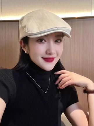 英伦风复古报童帽女士,纯色百搭简约前进帽鸭舌帽贝雷帽男潮 #鸭舌帽  #贝雷帽  #男女同款  #帽子控